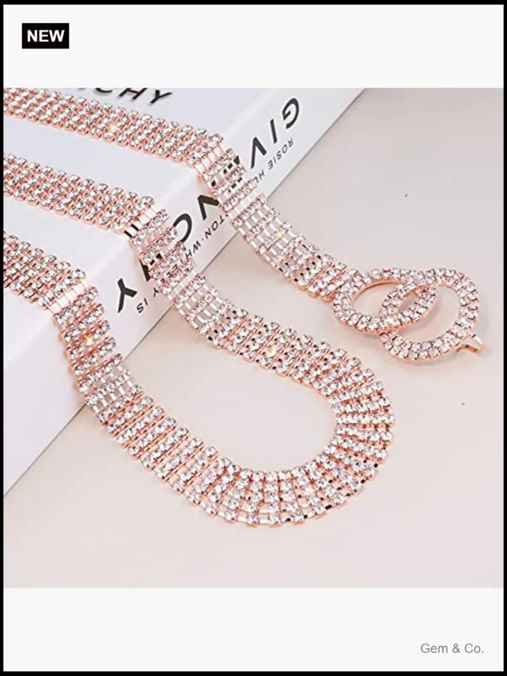 Crystal Rhinestone Chain Belt with O-Ring, Adjustable Waist Belt for Dresses